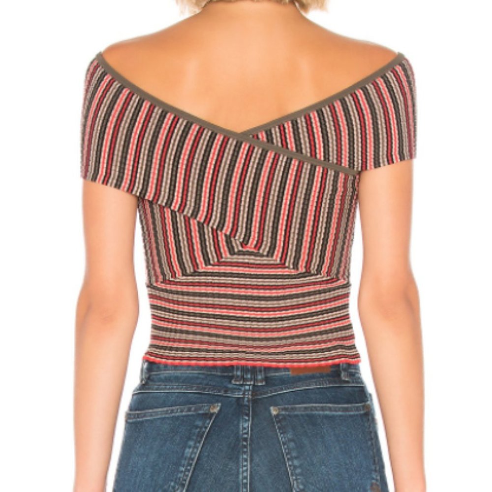 Stripe Rib Off Shoulder Top - Picture 2 of 5
